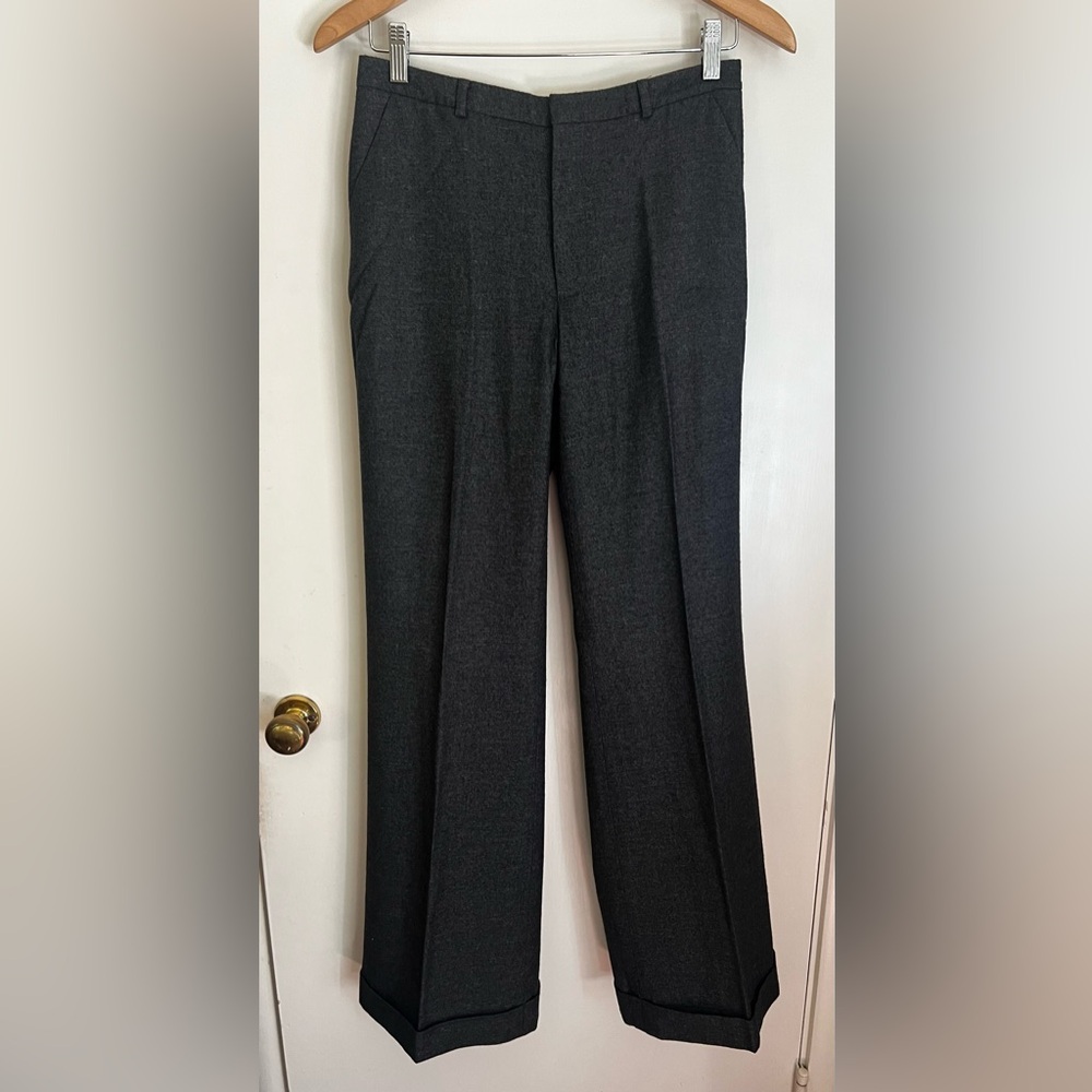 Banana Republic Charcoal Wide Leg Wool Blend Slacks